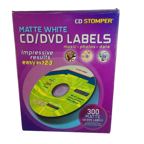 CD Stomper Inkjet Printable CD DVD Labels Matte White 268 Labels - Picture 1 of 8